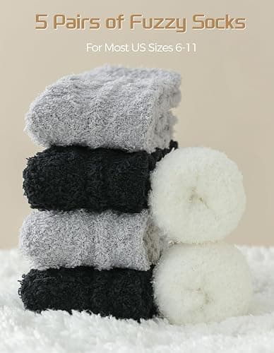 TEHOOK Warm & Cozy Gifts for Women, Stocking Stuufers, Fluffy Fuzzy Plush Sleeping Slipper Socks - Soft Warm Fabric thumbnail 5