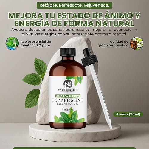 NaturoBliss Peppermint Essential Oil, 100% Pure and Natural Therapeutic Grade, Premium Quality Peppermint Oil, 4 fl. Oz - Perfect for Aromatherapy and Relaxation thumbnail 5