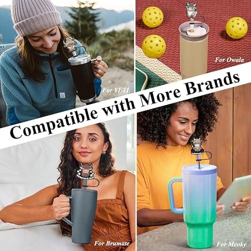 Amreich Highland Cow Straw Topper for Stanley Cup - Cute Animal Straw Cover Cap for Almond Rose 30 40 oz Tumblers 10mm Stanley Accessories Gifts for Women Men thumbnail 8