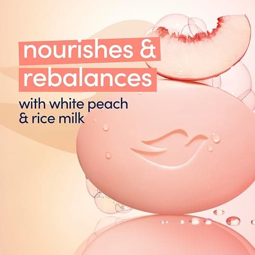 Dove Beauty Bar Soap Rebalancing White Peach & Rice Milk 6 Count for a Nourished and Moisturized Skin, with ¼ Moisturizing Cream Plant-Based Formula, 3.75 oz thumbnail 6