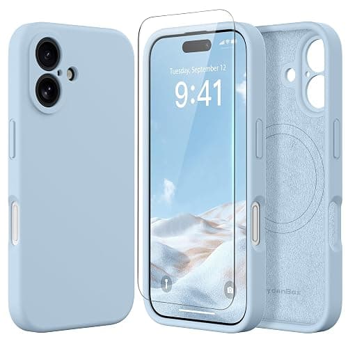 SuydanBox Magnetic for iPhone 16 Plus Case, Compatible with MagSafe, [Full Camera Protection][Screen Protector] Silicone Shockproof Protective Phone Case for iPhone 16 Plus 6.7", Light Blue - Image 1