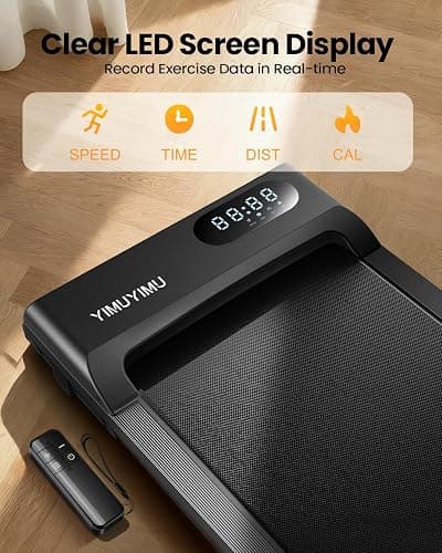 YIMUYIMU Walking Pad Treadmill, 6km/h Under Desk Treadmill for Home, 2.5HP Quiet Portable Electric Running Pad, Office Mini Walking Machine, 300LBS Capacity, Remote & LED Display, No Assembly thumbnail 5