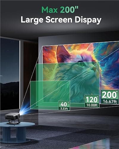 Projector with WiFi and Bluetooth, Support Decoding Projector 4K, 1200 ANSI 180° Rotatable with Native 1080P Mini Projector, Auto Keystone, Portable Smart Outdoor Home Movie Projectors thumbnail 6