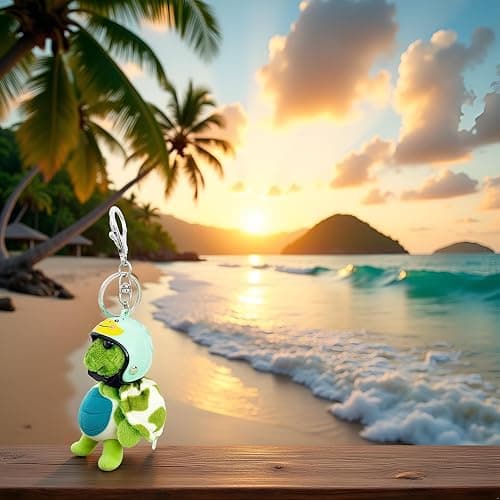 Dwuww Green Plush Turtle Keychain, Funny Pendant Plush Doll Portable for Wallet Tote Bag Belt Phone, Car Keychains and Charms thumbnail 8