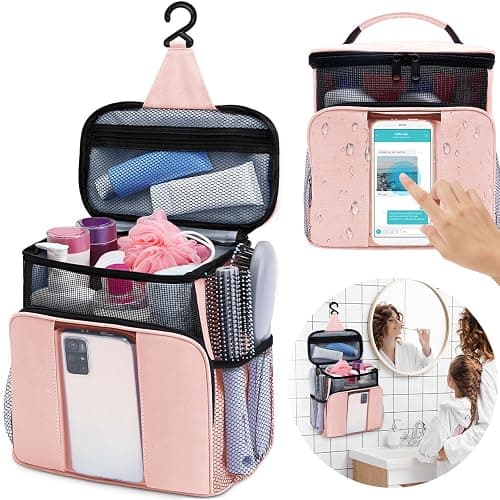 Mesh Shower Caddy,Portable HangingTravel Toiletry Bag Dorm Room Essentials for College Students Girls,Large Makeup Organizer for Full-Sized Toiletries,Travel Essentials for Women Girls Camping Beach - Image 1
