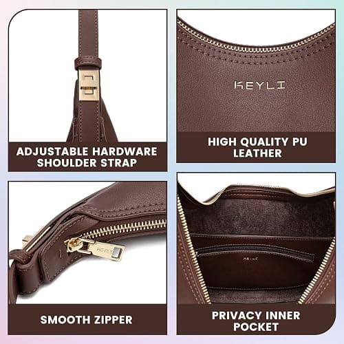 Keyli Shoulder Bag for Women Stylish Casual Clutch Purses for Women 3 Ways Adjust Strap Hobo Handbags with Zip Closure thumbnail 6