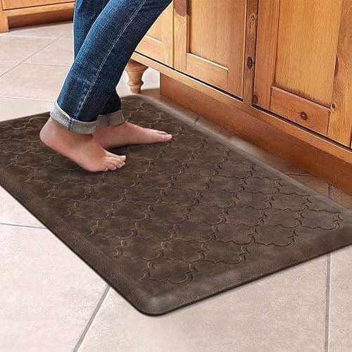 WISELIFE Kitchen Mat Cushioned Anti Fatigue Floor Mat,17.3"x28", Thick Non Slip Waterproof Kitchen Rugs and Mats,Heavy Duty Foam Standing Mat for Kitchen,Floor,Home,Desk,Sink, Brown - Brown - 28"L x 17.3"W x 0.5"Th - Image 1