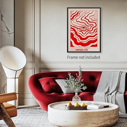 Medpol Retro Red Abstract Eye Canvas Wall Art Vintage Hippie Trippy Poster Affirmation Quotes Wall Decor 60s 70s Psychedelic Quirky Prints for Apartment 12x16 inch Unframed thumbnail 3