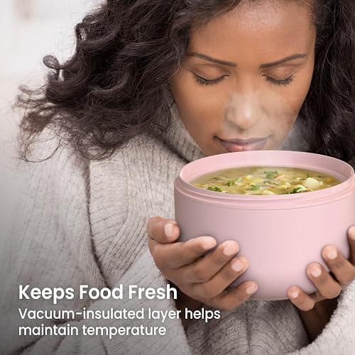 Bentgo Bowl - Insulated Leak-Resistant Bowl with Snack Compartment, Collapsible Utensils and Improved Easy-Grip Design for On-the-Go - Holds Soup, Rice, Cereal & More - BPA-Free, 21.2 oz (Blush) thumbnail 3