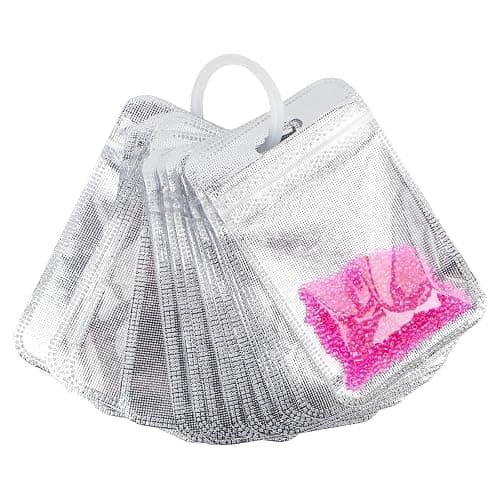 100pcs Diamond Painting Beads Storage Bags Reusable Ziplock Jewerly Bags for Diamond Art Jewelry Earring Craft Supplies DIY Projects(Silver) - Image 1