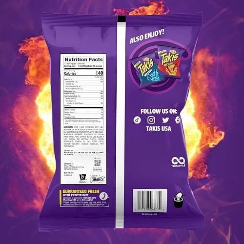 Takis Fuego 17 oz Fiesta Size Bag, Hot Chili Pepper & Lime Flavored Extreme Spicy Rolled Tortilla Chips thumbnail 2