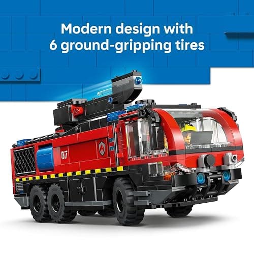 LEGO City Airport Fire Truck Kids Building Toy - Pretend Play Emergency Vehicle for Boys & Girls, Ages 7+ - Fire Engine Toy W/ 4 Firefighter Minifigures - Gift Idea for Birthdays - 60499 thumbnail 3