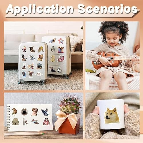 106 Pcs Funny Dog Stickers Cute Dogs Meme Sticker for Adults Teens Funny Animals Vinyl Waterproof Stickes for Water Bottles Laptops Phone Luggage Guitar thumbnail 6
