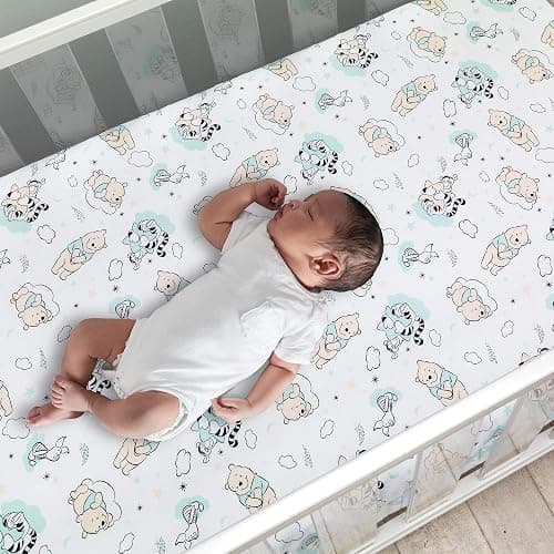 Lambs & Ivy Disney Baby Winnie The Pooh Hugs White Fitted Crib Sheet (Pack of 2) thumbnail 3