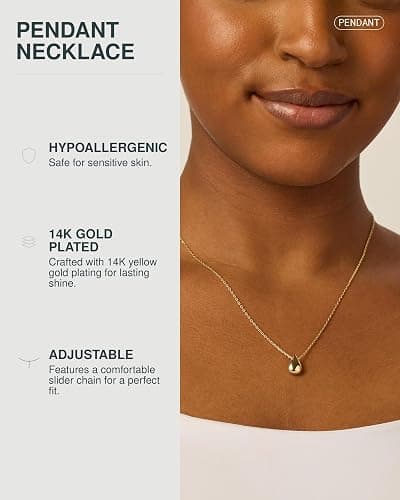 PAVOI 14K Gold Plated Dainty Pear Pendant Necklace for Women | Tear Pendant Necklaces thumbnail 2