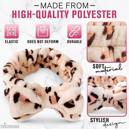 Cheetah Headband - Make Up Head Band for Women - Leopard Headband - Hair Holder for Washing Face - Cheetah Spa Wrap - Skincare Headbands - Soft and Comfortable for Beauty Routine and Skincare Use thumbnail 3