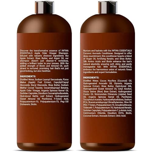 Apple Cider Vinegar Shampoo and Conditioner Set Sulfate Free for Men & Women - Itchy Scalp Shampoo w/Moisturizing Coconut Avocado Conditioner - Loc Shampoo and Conditioner for Dreads, 16 fl oz each thumbnail 8