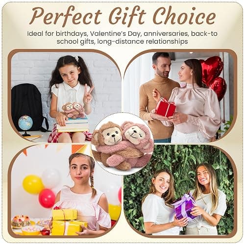 Plushland Magnetic Monkey Plush Pair - Couple Stuffed Animals Set Pairs Plush Toys for Best Friends & Kids - Huggable Monkey-Ready Emotional Support Toy with Charm 4 Inches(Huggable Monkey Pair) thumbnail 8