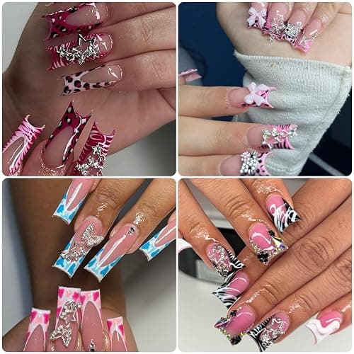 Pizadix 100 pcs 3D Sliver Nail Charms Y2K Cute Nail Charms Set with Kity, Butterfly, Bow, Star, Heart,Cross for Nail Art Decoration Y2K thumbnail 8