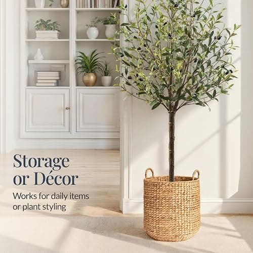 Best Choice Products 2-Piece Round Nesting Baskets W/Handles, Handwoven Water Hyacinth, Plant Holder, Laundry Basket, Storage Organizer, Tote Bins for Bedroom, Living Room, & Laundry Room - Natural thumbnail 7