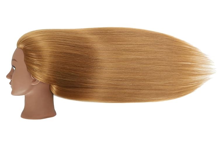 EVATEC 30 inches Long Blonde 80% Real Human Hair Mannequin Head with Stand for Braiding Styling Updos Curling Cutting Practice Cosmetology Training Display with Stand thumbnail 4