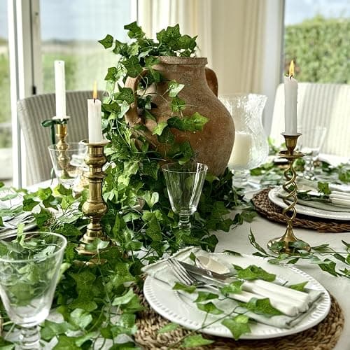 CQURE 24 Pack 168Ft Artificial Ivy Fake Vines,Ivy Garland Greenery Garland Fake Hanging Plants Vines Aesthetic Green Leaves for Bedroom Wedding Party Garden Wall Room Decor thumbnail 8