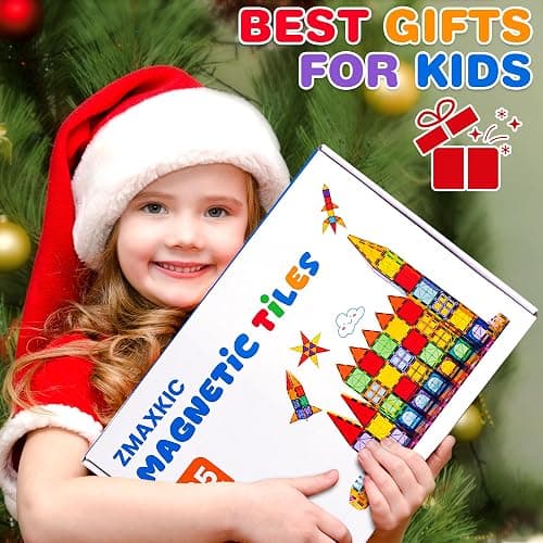 Magnetic Tiles, 135PCS Magnetic Building Blocks with 2 Cars, Large Magnet Building Set,STEM Sensory Educational Toys Gift for Toddlers Kids Boys Girls. thumbnail 9