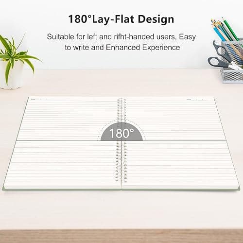 RETTACY Spiral College Ruled Notebook, 300 Pages, A5 Medium Size (5.7" x 8.2"), for School, Work, Writing, Journaling, 100 GSM Thick Paper, Flexible Plastic Cover (Transparent) thumbnail 5