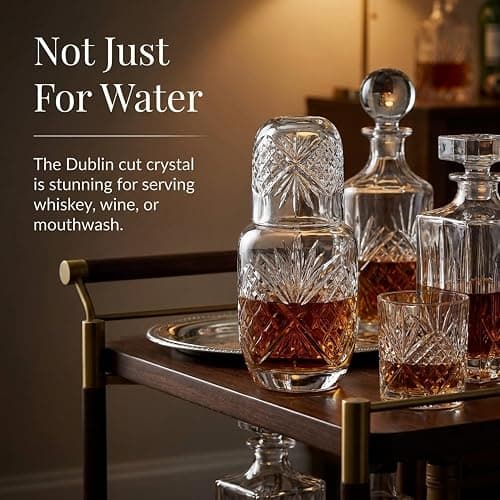 Godinger Bedside Night Carafe - Cup and Bottle to Keep Next To Your Bed for a Handy Midnight Drink, 16oz thumbnail 7