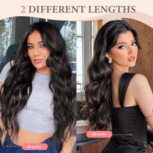 Fliace Clip in Hair Extensions for Women Dark Brown Long Wavy Hair Extensions Clip Ins 6PCS 24 Inch Synthetic Soft and Natural Thick Hair Pieces for Women thumbnail 6