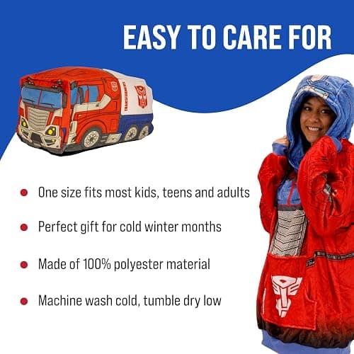 Transformers Plushible Wearable Blanket Hoodie, Hasbro Optimus Prime, 2-in-1 thumbnail 5