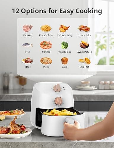 COMFEE' Compact 2.1 Quart Air Fryer with 12 Menu Options, Adjustable Timer & Temperature Control 80-204 degrees C, Dishwasher-Safe Nonstick Fry Basket thumbnail 4