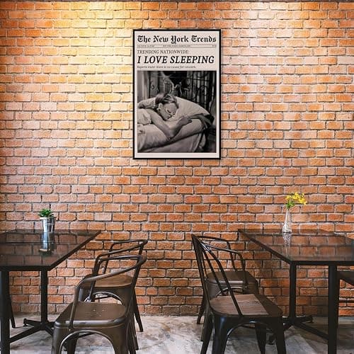 Retro Newspaper Wall Art Vintage Feminist Aesthetic Poster Black and White Canvas Print Funky Girl I Love Sleeping Art for Women Girly Bedroom Dorm Wall Decor 8x12inch black framed thumbnail 3