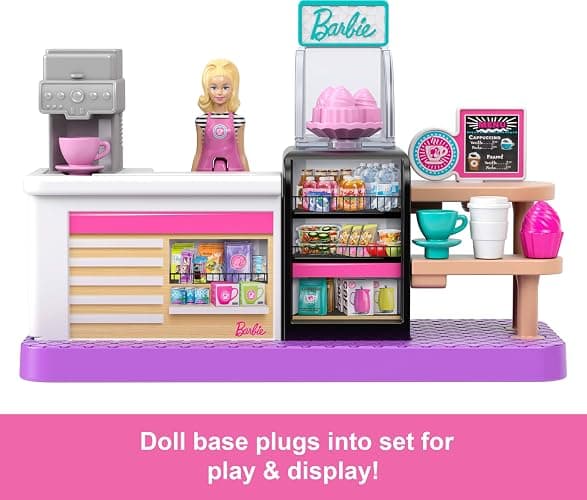 Barbie Mini BarbieLand Collectible Bakery Playset with 1.5-Inch Doll, Coffee Maker Station, Pastry Display and Seating Area for Storytelling Play thumbnail 6