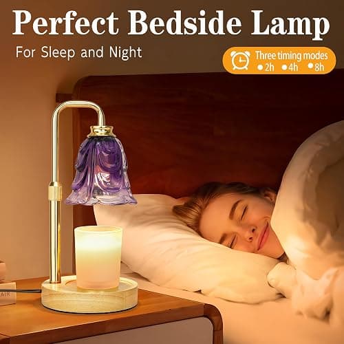 XJZJY Candle Warmer Lamp with Timer Dimmer, Adjustable Height Purple Candle Wax Warmer, Christmas Birthday Gift for Mom Women, House Warming Gifts for New Home Bedroom Decor,Gradient Purple thumbnail 5