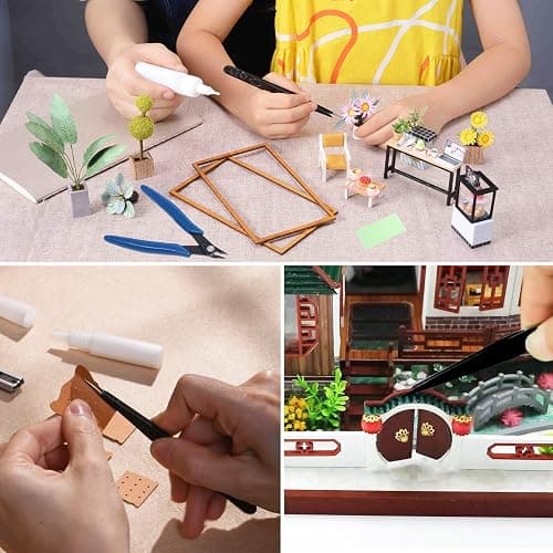 Spilay 16 Pcs Hobby Building Model DIY Tool Kit, Modeler Basic Miniature Handmade Craft Tools Set for Dollhouse Miniature Building thumbnail 4