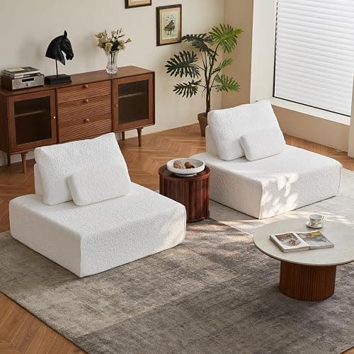 ADORZ Sectional Couches for Living Room, Cloud Couch Modular Sectional Sofa with Pillow, 2-Seat Boneless Couch for Living Room, Bedroom, No Assembly Required, White - Image 1