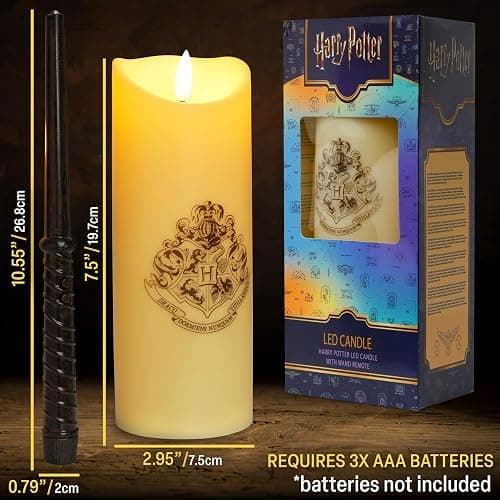 Harry Potter LED Candle with Wand Remote Control Hogwarts Crest Flameless Light for Kids 16ft Spell-Cast Range Room Decor Display Nightlight Gifts thumbnail 6