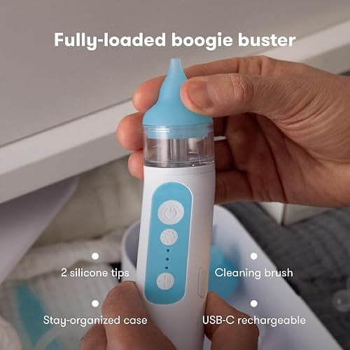 Frida Baby Electric NoseFrida Nasal Aspirator for Baby & Toddler, Essential | Nose Sucker for Congestion & Allergy Relief, Upgraded with 3 Suction Levels, 2 Silicone Tips, USB thumbnail 7