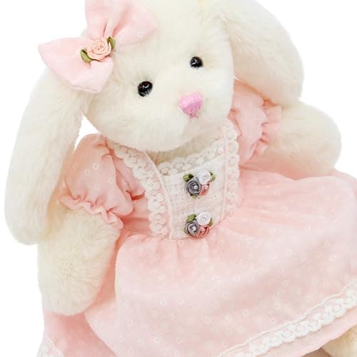 oits cute Small Soft Stuffed Animal Bunny Rabbit Plush Toy for Baby Girls 15inch (White Rabbit Wearing Pink Retro Dress) thumbnail 6