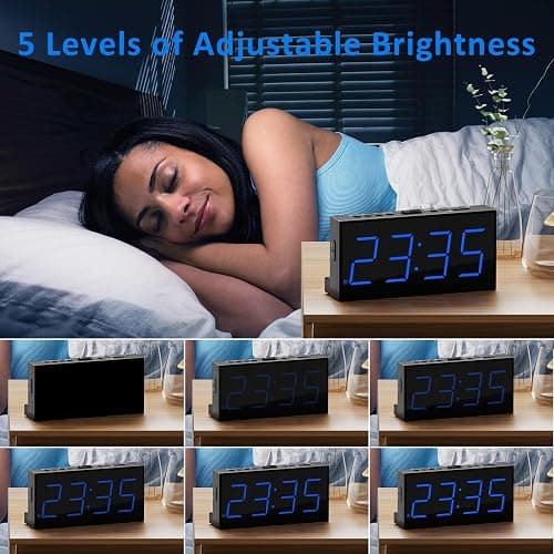 Roxicosly Alarm Clocks for Bedrooms, Digital Clock with 7.5''Large LED Display, Dual Alarms, USB Charging Port, 5 Brightness, 5 Volume, Big Snooze, 12/24H&DST, Battery Backup, AC Powered Alarm Clock thumbnail 3