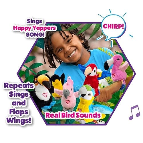 Happy Yappers: Birds 2 Pack - Toucan & Flamingo - Slap Bracelet Interactive Plush Toy Birds, They Chat-Sing-Mimic Each Other, Flap Wings, Kids 3+ thumbnail 5