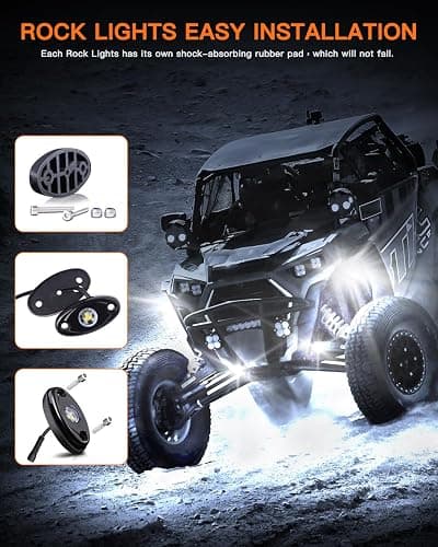 LEDMIRCY R1 Pure White LED Rock Lights Kit with Roker Switch Wire Harness 12PCS High Power Rock Lights White for Trucks Off Road ATV UTV SUV Underglow Trail Rig Light Under Body Waterproof Light thumbnail 5