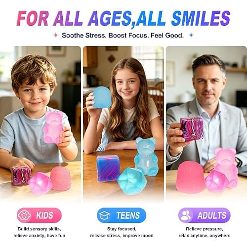 4Pcs Pink Taba Squishy Fidget Toys, Bear Cube Gummy Masonry Ice Stress Balls for Kids and Adults, Squishies Cube, Sensory Toys for Kids Fidgets for Classroom Prize, Birthday Gifts Party Favors thumbnail 5