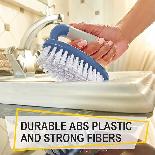 Scrub Brush Set of 6 pcs - Cleaning Shower Scrubbers with Squeegee for Shower Glass and Adhesive Wall Hooks Including Grout Cleaner Brush, Scrub Brushes for Cleaning Bathroom, Shower, Tile, Bathtub thumbnail 4