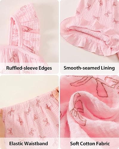 Jecson Toddler Girl Outfits Baby Girl Summer Clothes Sleeveless Ruffle Dress Tops and Shorts Clothing Sets 12M-4Y thumbnail 7