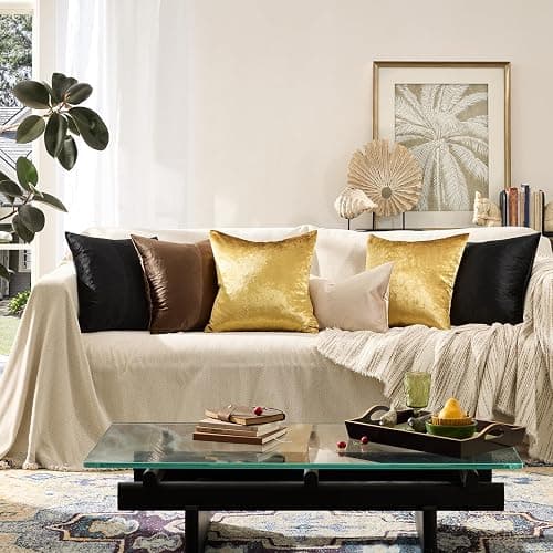GIGIZAZA Gold Velvet Pillow Covers 16x16, Set of 2 Couch Throw Decorative Pillow Covers Soft Modern Living Room Square Cushion Fall Pillowcases thumbnail 5