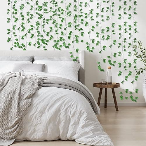 ZYIGYI 360 Feet 48 Pack Fake Greenery Hanging Garland, Ivy Leaf Plants, Vine Leaves, Fake Flowers Foliage for Bedroom Garden Wall Decor thumbnail 2