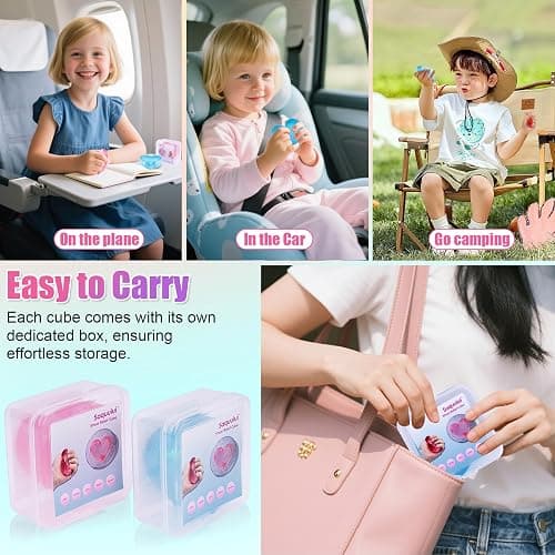 saquuiui 2-Pack Stress Cube Set: Quiet Squishy Toys for Anxiety Relief & Improve Focus, Durable, Sensory Squeeze Blocks for Adult Kid in Classroom Office Home Car (2” Wide, Blue & Pink) thumbnail 6