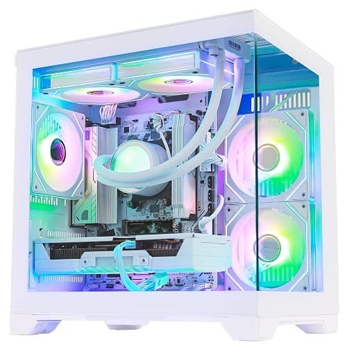 HOENGAGER Gaming PC Desktop, AMD Ryzen 5 9600X, GeForce RTX 5060 8GB, 16GB DDR5 RAM, 1TB PCIe SSD, 650W PSU, Windows 11, Prebuilt Computer, 240mm AIO & Software Controlled ARGB Fans, White thumbnail 3